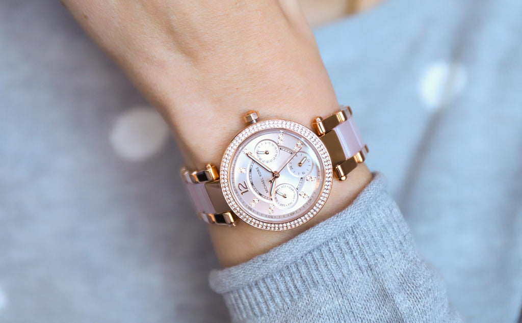 Michael Kors Parker Pink Dial Two Tone Steel Strap Watch for Women - MK6110 Buy Now By Michael Kors