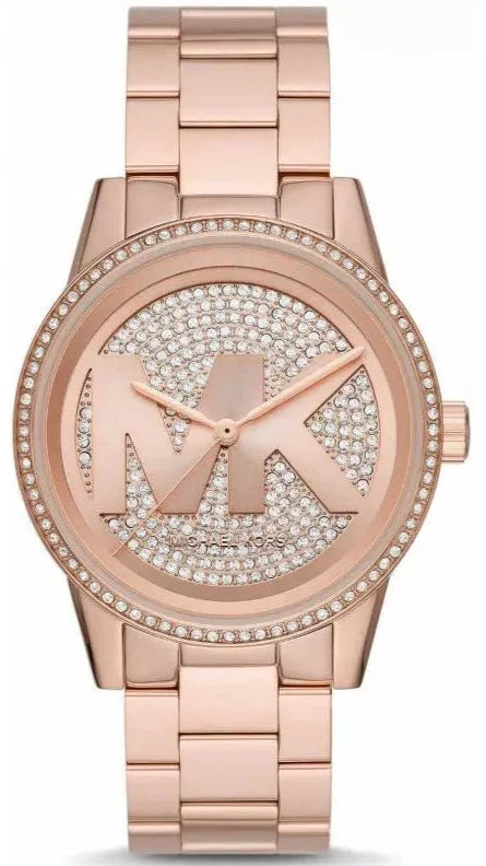 Michael Kors Ritz Analog Crystals Silver Dial Rose Gold Steel Strap Watch for Women - MK6863 Buy Now By Michael Kors