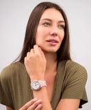 Michael Kors Runway Chronograph White Dial Pink Steel Strap Watch for Women - MK7424 Buy Now By Michael Kors