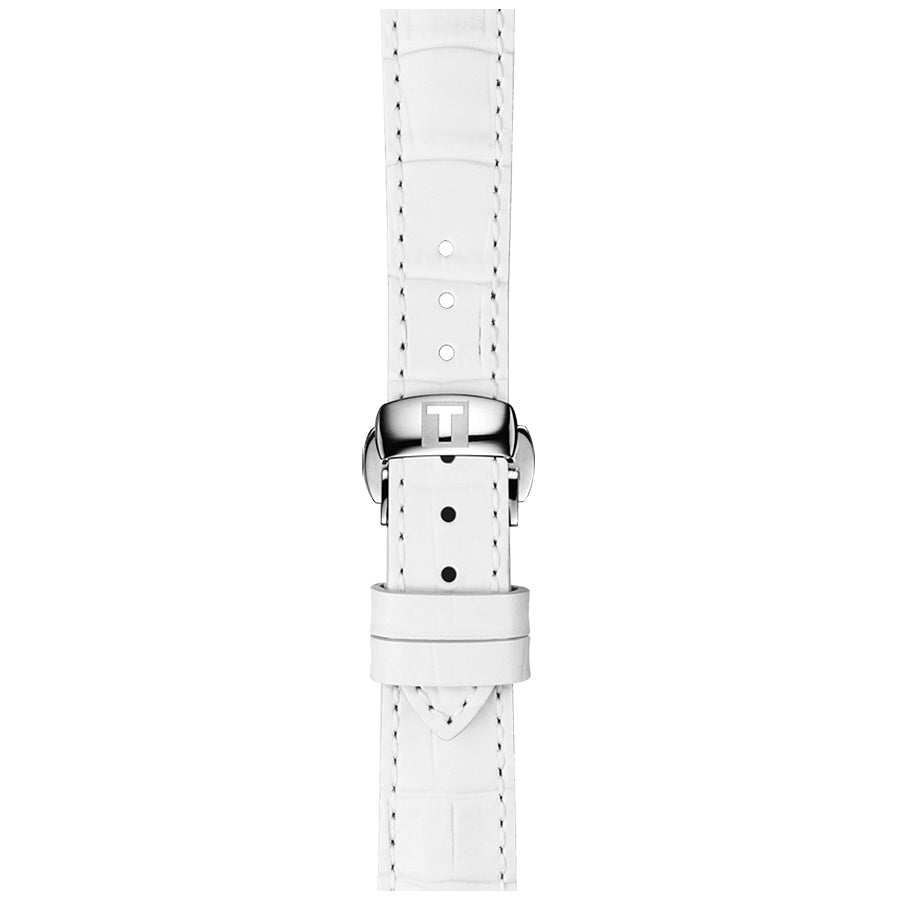 Tissot T-Classic Powermatic 80 Mother of Pearl Silver Dial White Leather Strap Watch For Women - T108.208.26.117.00 Buy Now By Tissot