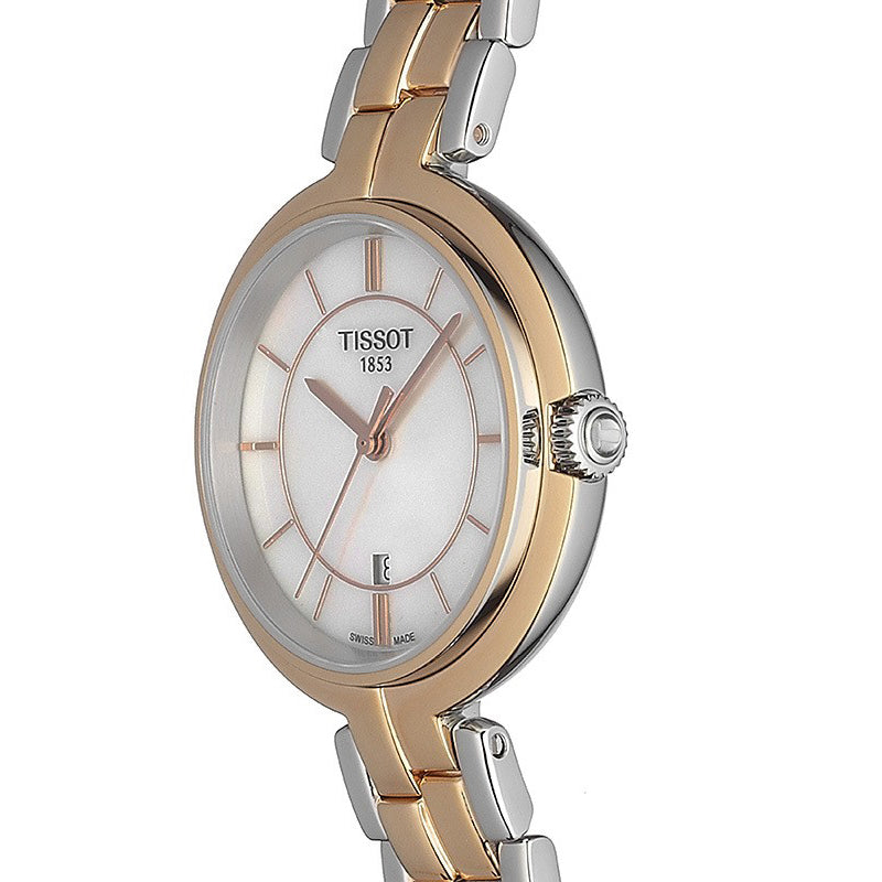Tissot T Lady Flamingo Mother of Pearl White Dial Two Tone Steel Strap Watch For Women - T094.210.22.111.00 Buy Now By Tissot