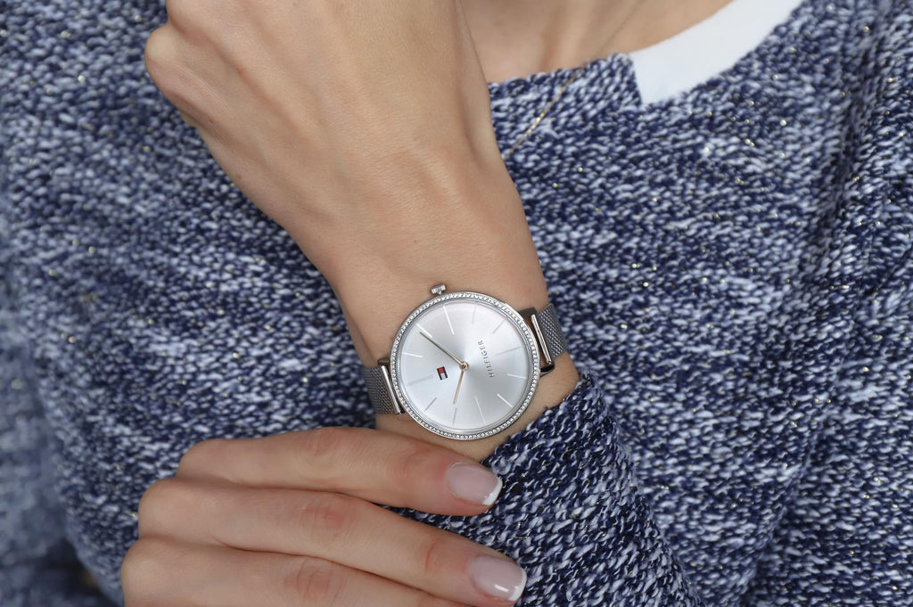 Tommy Hilfiger Angela Silver Dial Cream Leather Strap Watch for Women - 1782123 Buy Now By Tommy Hilfiger