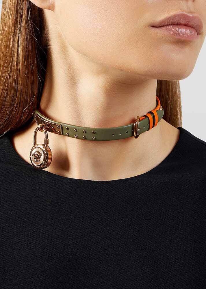 Versace Medusa Lock Icon Quartz Beige Dial Green Leather Strap Watch for Women - VEDW00519 Buy Now By Versace