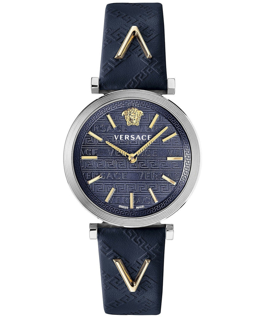 Versace V-Twist Quartz Blue Dial Blue Leather Strap Watch for Women - VELS00119 Buy Now By Versace