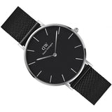 Daniel Wellington Petite Ashfield Black Dial Black Mesh Strap Watch For Women - DW00100308 Buy Now By Daniel Wellington