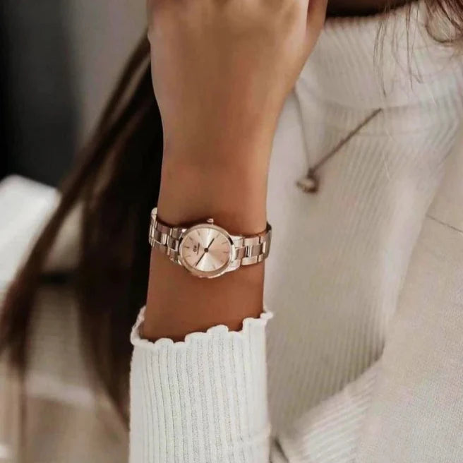 Daniel Wellington Iconic Link Unitone Rose Gold Dial Rose Gold Steel Strap Watch For Women - DW00100401 Buy Now By Daniel Wellington