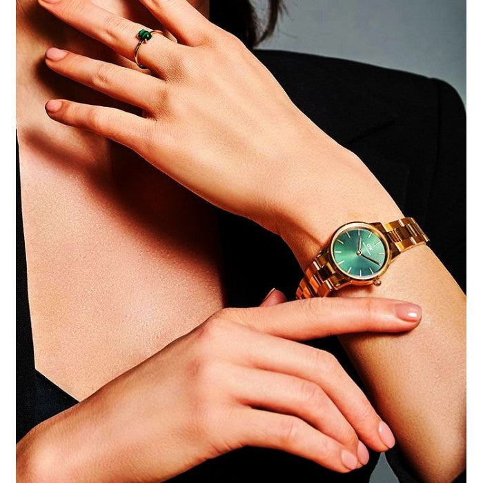 Daniel Wellington Iconic Link Emerald Green Dial Rose Gold Steel Strap Watch For Women - DW00100421 Buy Now By Daniel Wellington