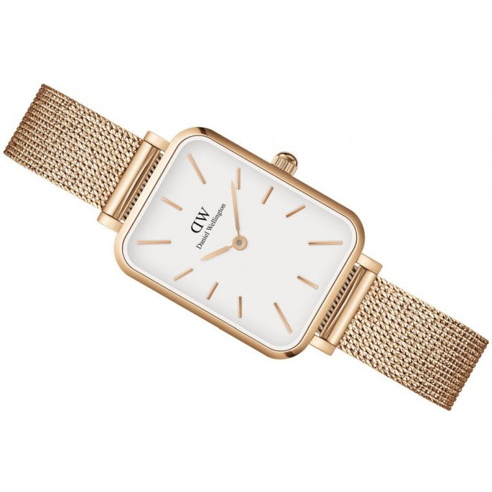 Daniel Wellington Quadro Melrose White Dial Gold Mesh Strap Watch For Women - DW00100431 Buy Now By Daniel Wellington