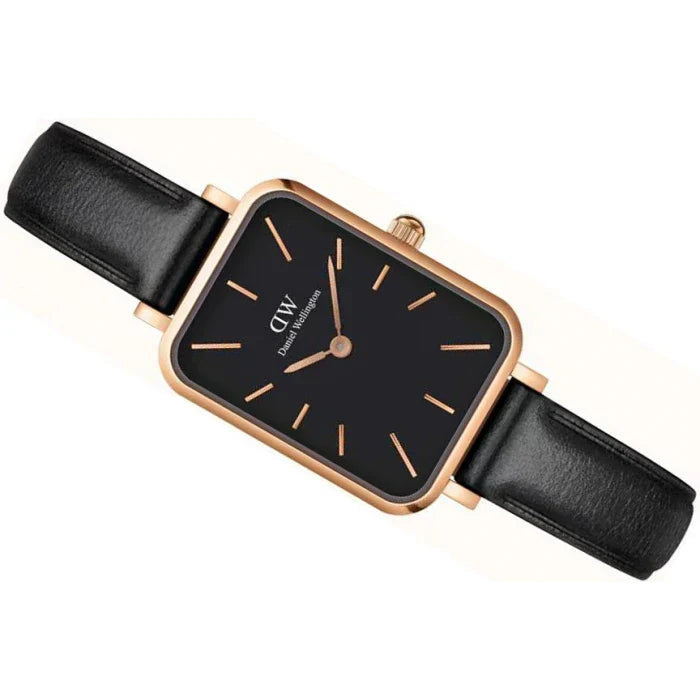 Daniel Wellington Quadro Sheffield Black Dial Black Leather Strap Watch For Women - DW00100435 Buy Now By Daniel Wellington