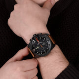 Diesel Mega Chief Chronograph Black Dial Brown Leather Strap Watch For Men - DZ4343 Buy Now By Diesel