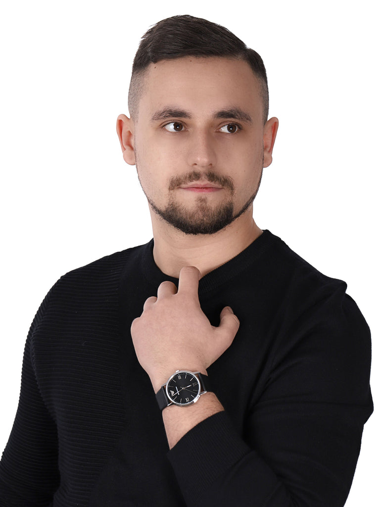 Emporio Armani Kappa Analog Quartz Black Dial Black Leather Strap Watch For Men - AR11013 Buy Now By Emporio Armani