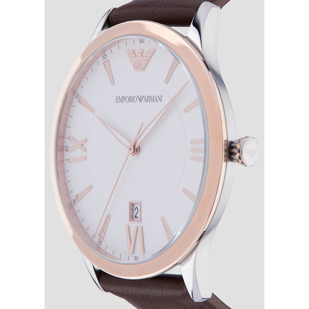 Emporio Armani Giovanni Quartz White Dial Brown Leather Strap Watch For Men - AR11211 Buy Now By Emporio Armani