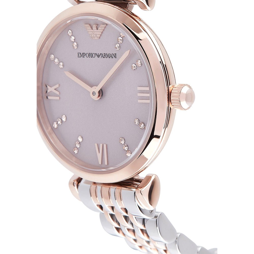 Emporio Armani Gianni T Bar Pink Dial Two Tone Steel Strap Watch For Women - AR11223 Buy Now By Emporio Armani