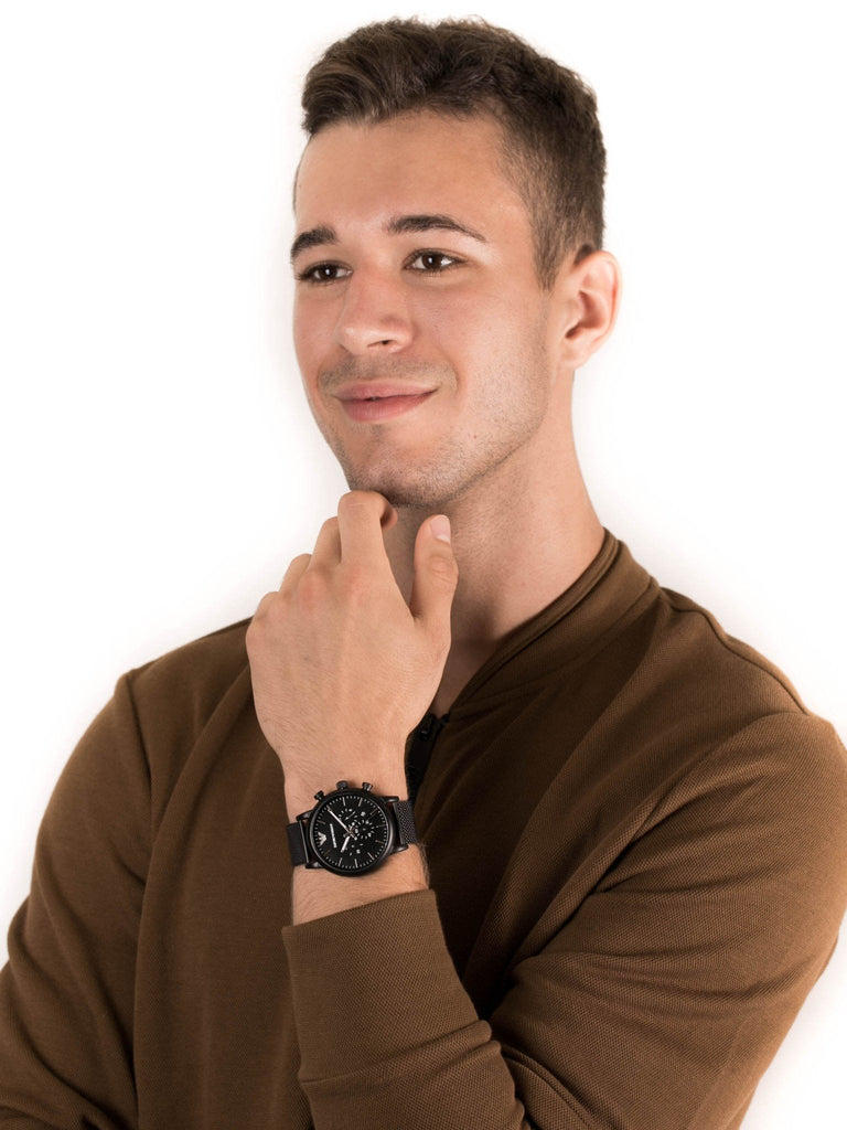 Emporio Armani Sport Chronograph Black Dial Black Mesh Bracelet Watch For Men - AR1968 Buy Now By Emporio Armani