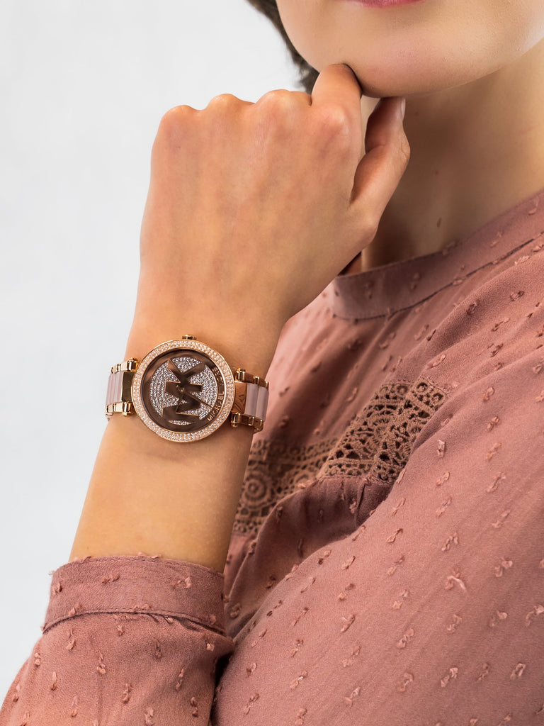 Michael Kors Parker Pink Dial Pink Steel Strap Watch for Women - MK6176 Buy Now By Michael Kors