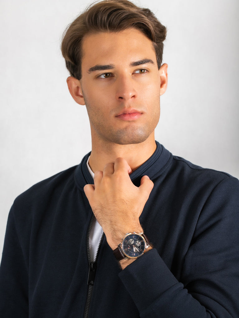 Tommy Hilfiger Keagan Chronograph Blue Dial Brown Leather Strap Watch for Men - 1791290 Buy Now By Tommy Hilfiger