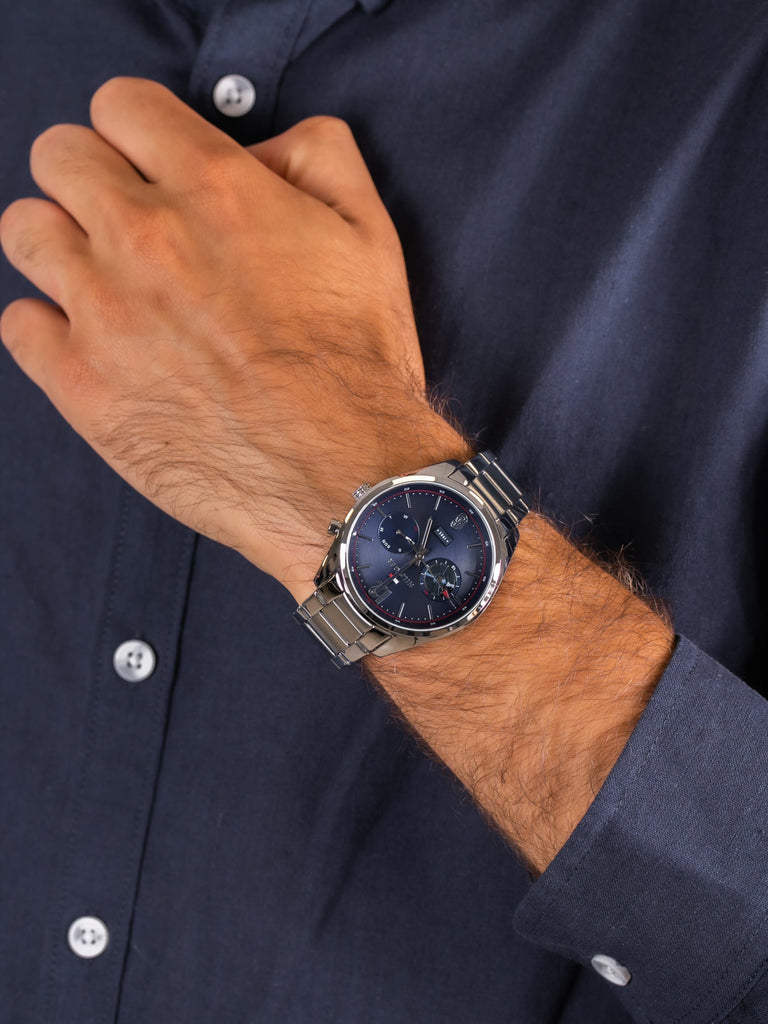 Tommy Hilfiger Deacan Blue Dial Silver Steel Strap Watch for Men - 1791551 Buy Now By Tommy Hilfiger