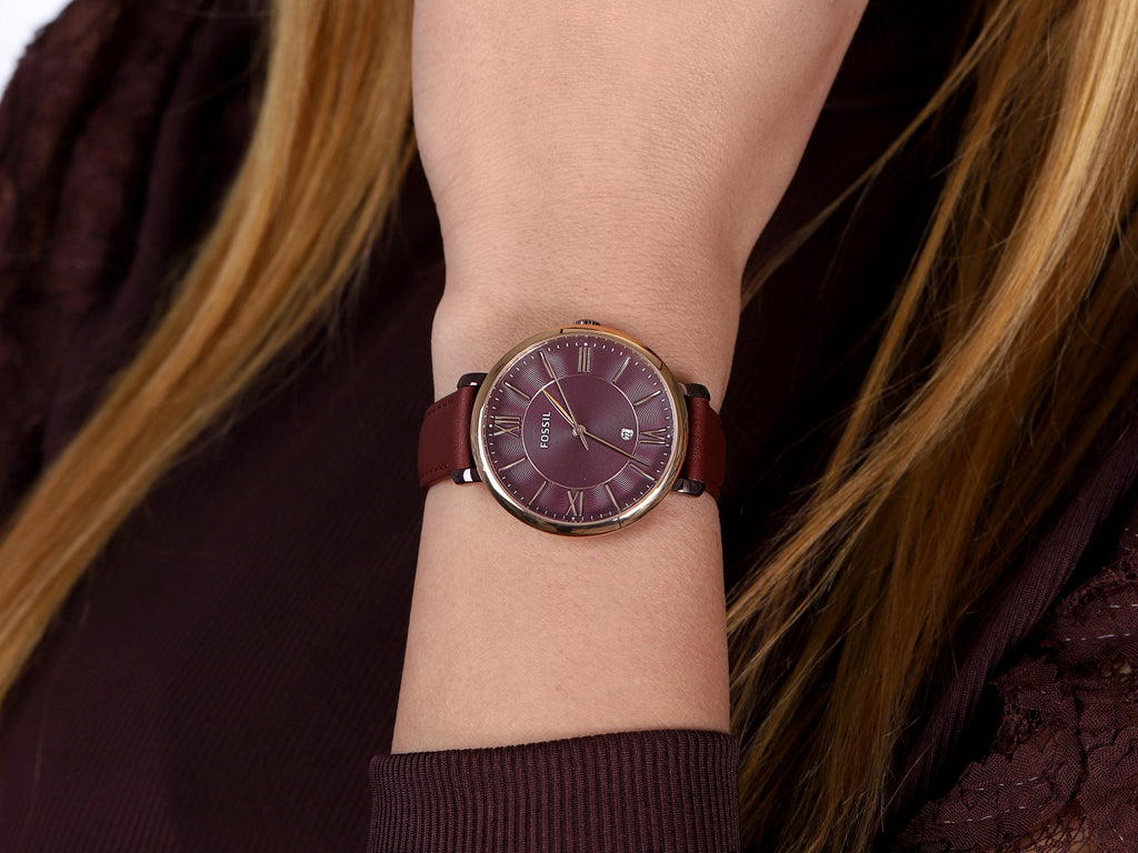 Fossil Jacqueline Burgundy Dial Burgundy Leather Strap Watch for Women - ES4099 Buy Now By Fossil