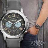 Fossil Grant Chronograph Gunmetal Grey Dial Grey Leather Strap Watch for Men - FS5183 Buy Now By Fossil