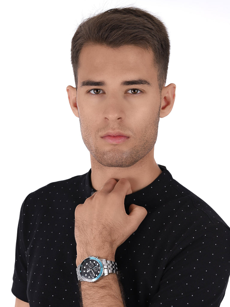 Fossil FB-01 Chronograph Black Dial Silver Steel Strap Watch for Men - FS5827 Buy Now By Fossil