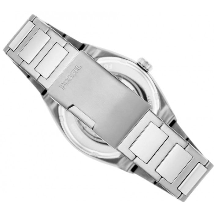 Fossil Everett Automatic Skeleton Blue Dial Silver Steel Strap Watch for Men - ME3220 Buy Now By Fossil