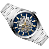 Fossil Everett Automatic Skeleton Blue Dial Silver Steel Strap Watch for Men - ME3220 Buy Now By Fossil