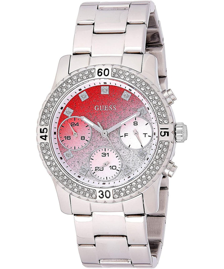 Guess Confetti Diamonds Silver Dial Silver Steel Strap Watch for Women - W0774L7 Buy Now By Guess