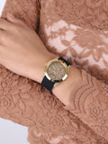 Guess Clarity Gold Dial Black Silicone Strap Watch for Women - GW0109L1 Buy Now By Guess