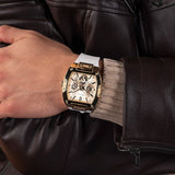 Guess Phoenix Multifunction Gold Dial White Leather Strap Watch for Men - GW0202G6 Buy Now By Guess