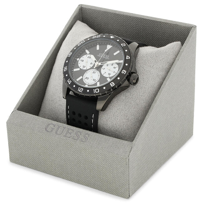 Guess Odyssey Quartz Black Dial Black Silicone Strap Watch For Men - W1108G3 Buy Now By Guess