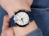 Guess Caliber Chronograph White Dial Blue Silicone Strap Watch for Men - W0864G5 Buy Now By Guess