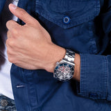 Guess Axle Multifunction Black Dial Silver Steel Strap Watch For Men - GW0488G1 Buy Now By Guess