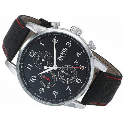 Hugo Boss Navigator Black Dial Black Leather Strap Watch for Men - 1513535 Buy Now By Hugo Boss