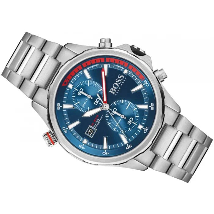 Hugo Boss Globetrotter Blue Dial Silver Steel Strap Watch for Men - 1513823 Buy Now By Hugo Boss
