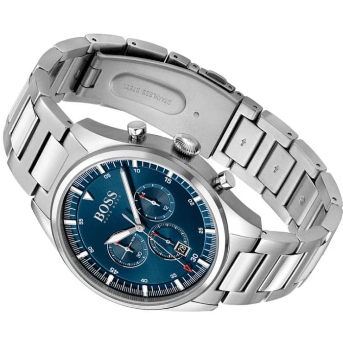 Hugo Boss Pioneer Blue Dial Silver Steel Strap Watch for Men - 1513867 Buy Now By Hugo Boss