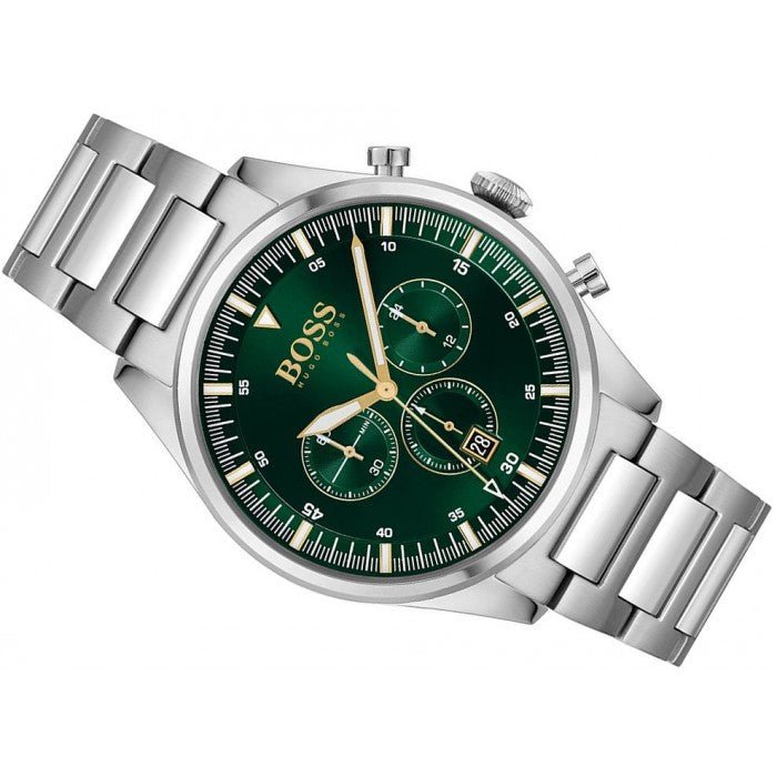 Hugo Boss Pioneer Green Dial Silver Steel Strap Watch for Men - 1513868 Buy Now By Hugo Boss