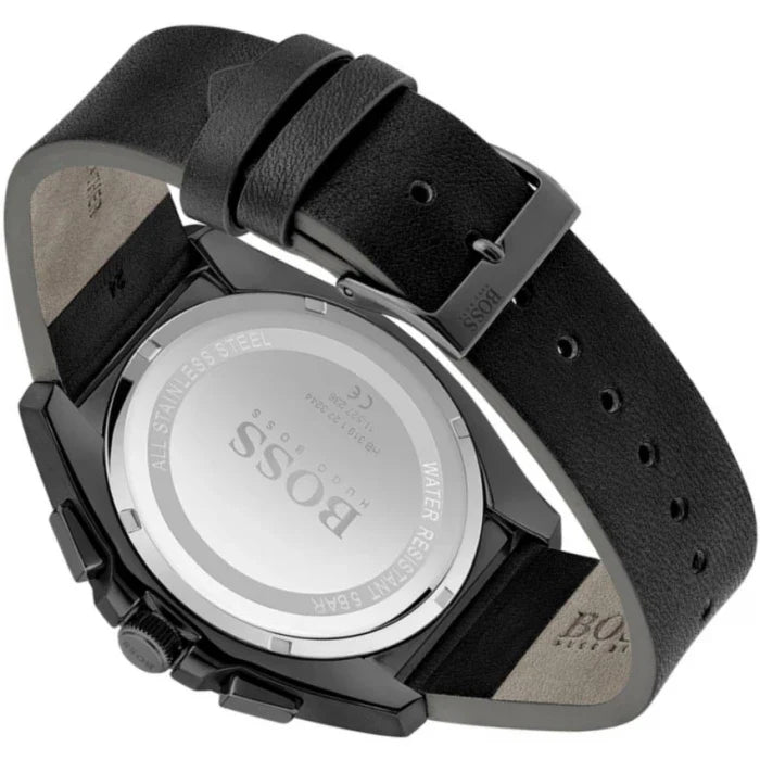 Hugo Boss Grandmaster Blue Dial Black Leather Strap Watch for Men - 1513883 Buy Now By Hugo Boss