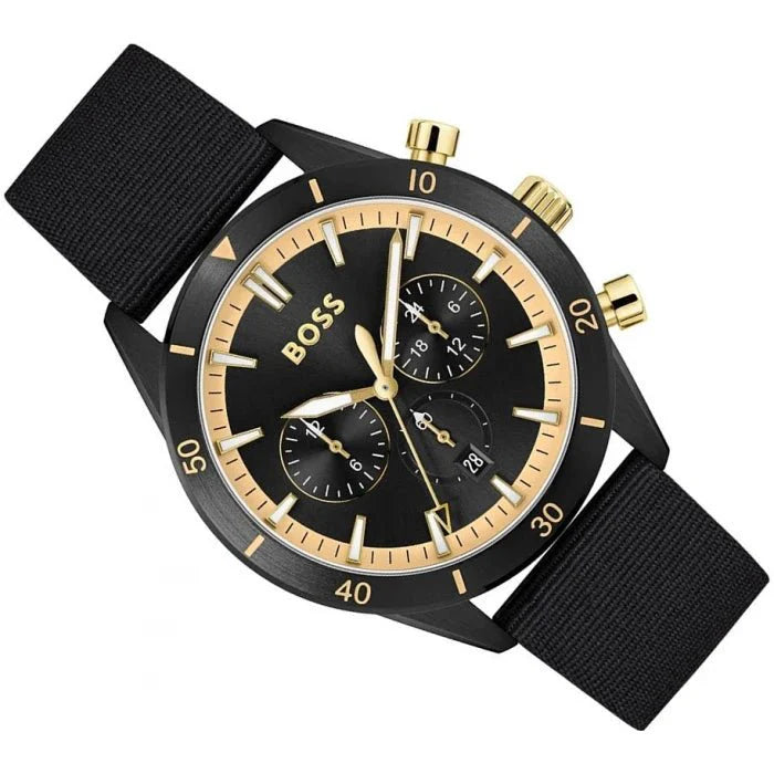 Hugo Boss Santiago Black Dial Black Nylon Strap Watch for Men - 1513935 Buy Now By Hugo Boss