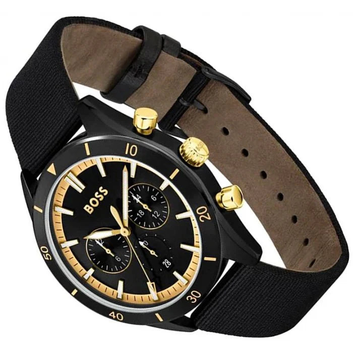 Hugo Boss Santiago Black Dial Black Nylon Strap Watch for Men - 1513935 Buy Now By Hugo Boss