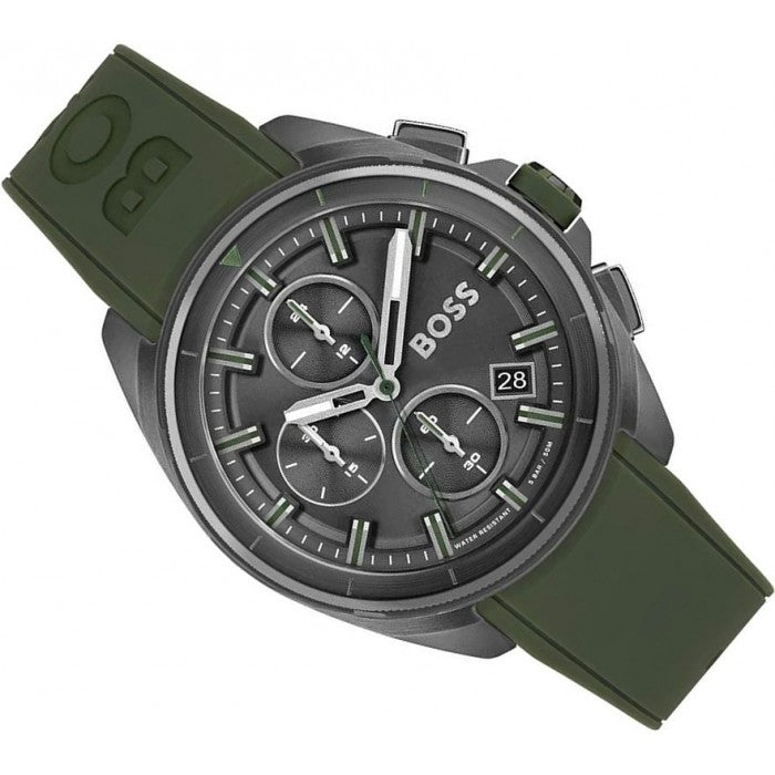 Hugo Boss Volane Chronograph Grey Dial Green Rubber Strap Watch For Men - 1513952 Buy Now By Hugo Boss