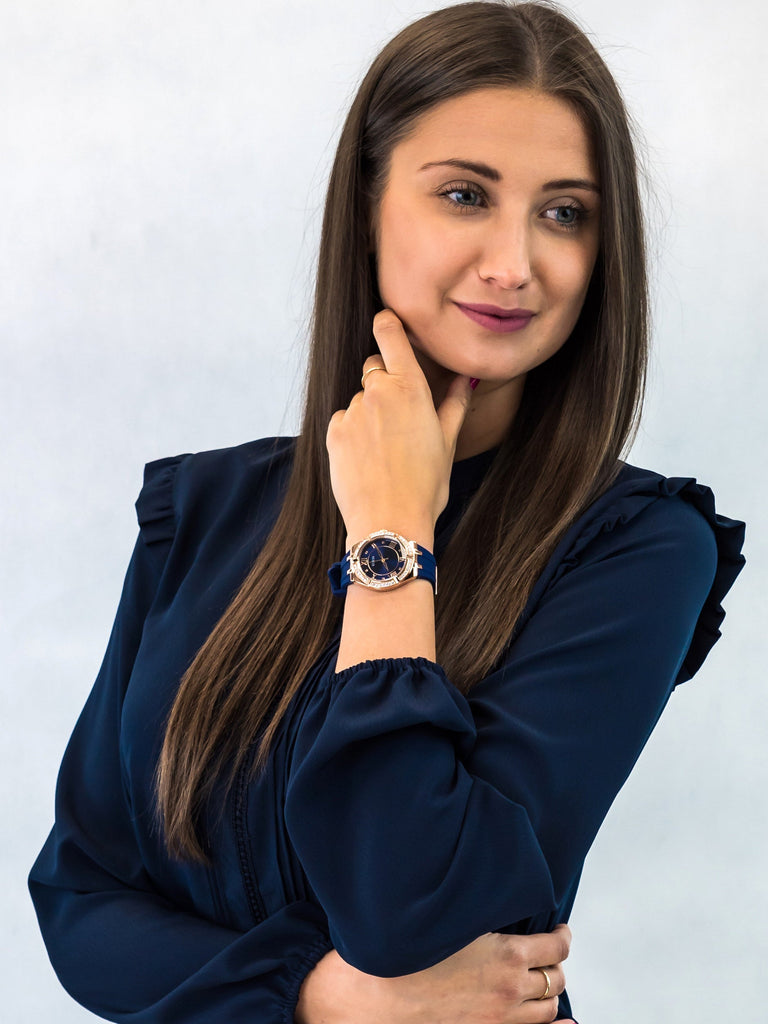 Guess Cosmo Diamonds Blue Blue Dial Blue Silicone Strap Watch for Women - GW0034L4 Buy Now By Guess