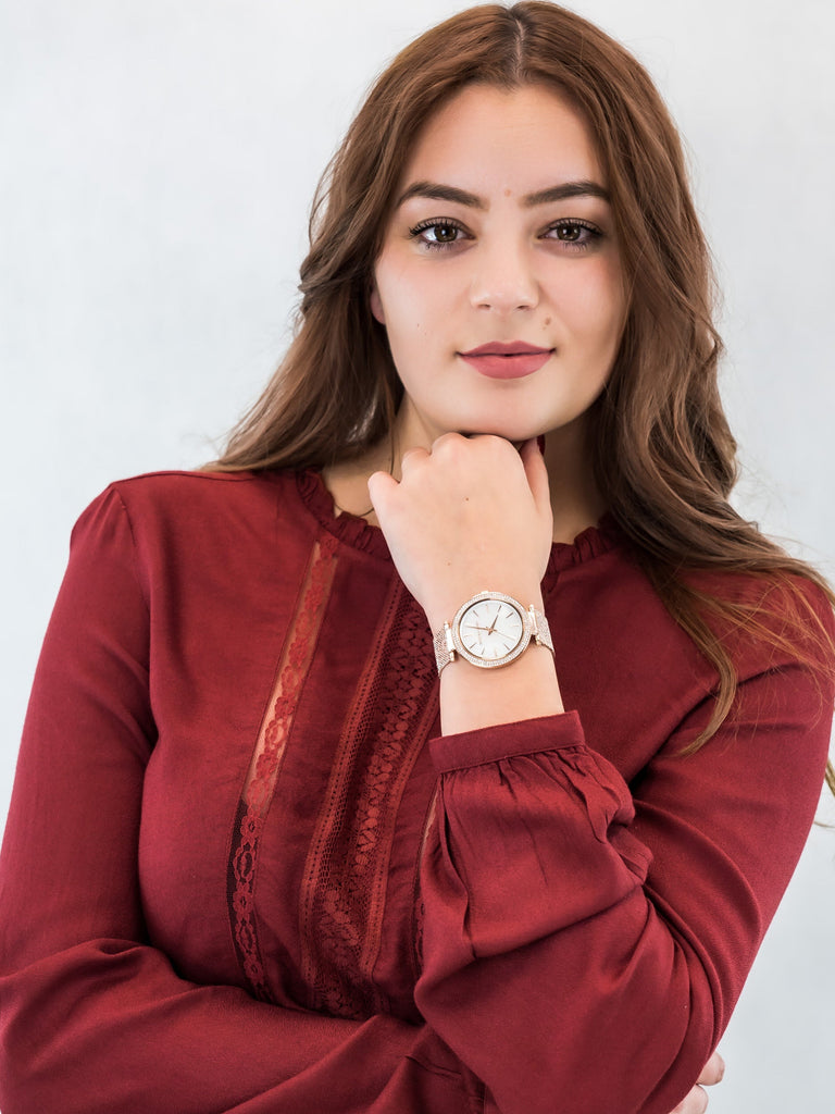 Michael Kors Darci Quartz Mother of Pearl White Dial Rose Gold Mesh Bracelet Watch For Women - MK4519 Buy Now By Michael Kors