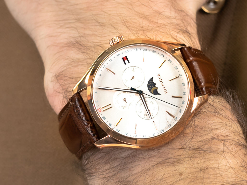 Tommy Hilfiger Oliver Chronograph White Dial Brown Leather Strap Watch for Men - 1791306 Buy Now By Tommy Hilfiger