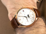 Tommy Hilfiger Oliver Chronograph White Dial Brown Leather Strap Watch for Men - 1791306 Buy Now By Tommy Hilfiger