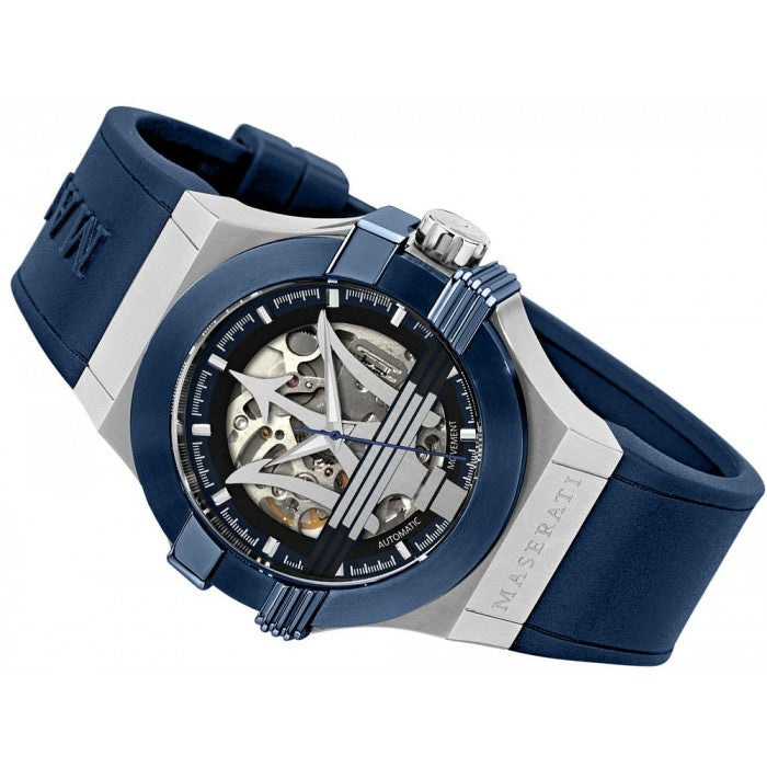 Maserati Potenza Automatic Skeleton Dial Blue Rubber Strap Watch For Men - R8821108035 Buy Now By Maserati