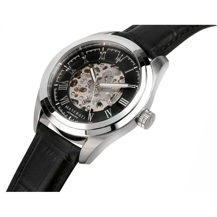 Maserati Traguardo Automatic Black Dial Black Leather Strap Watch For Men - R8871612001 Buy Now By Maserati