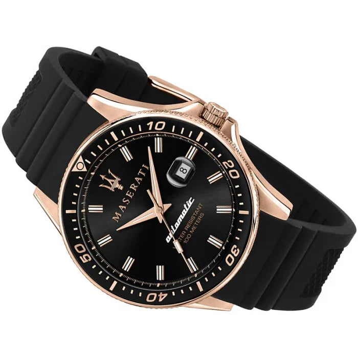 Maserati SFIDA Automatic Black Dial Black Rubber Strap Watch For Men - R8821140001 Buy Now By Maserati