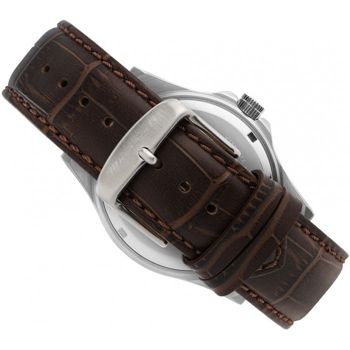 Maserati Competizione Analog Blue Dial Brown Leather Strap Watch for Men - R8851100004 Buy Now By Maserati