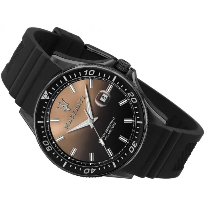 Maserati SFIDA Quartz Black Dial Black Rubber Strap Watch For Men - R8851140001 Buy Now By Maserati