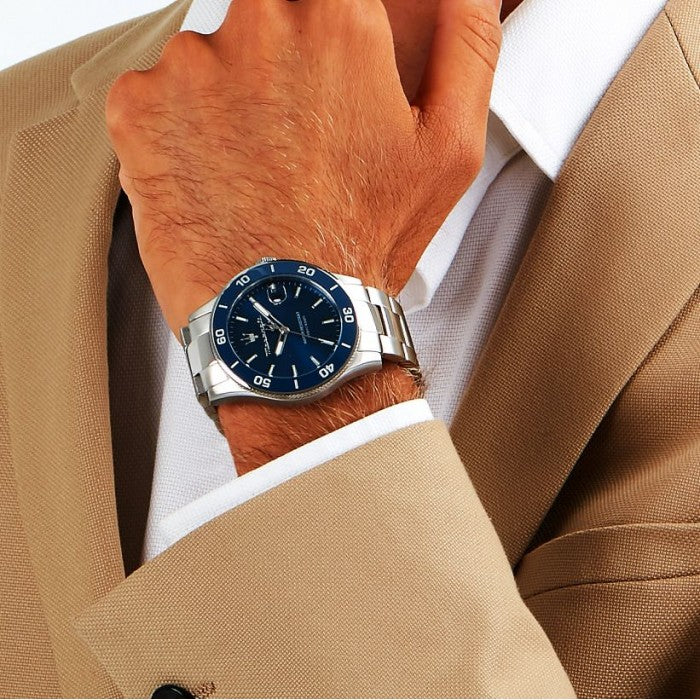 Maserati Competizione Quartz Blue Dial Silver Steel Strap Watch For Men - R8853100036 Buy Now By Maserati